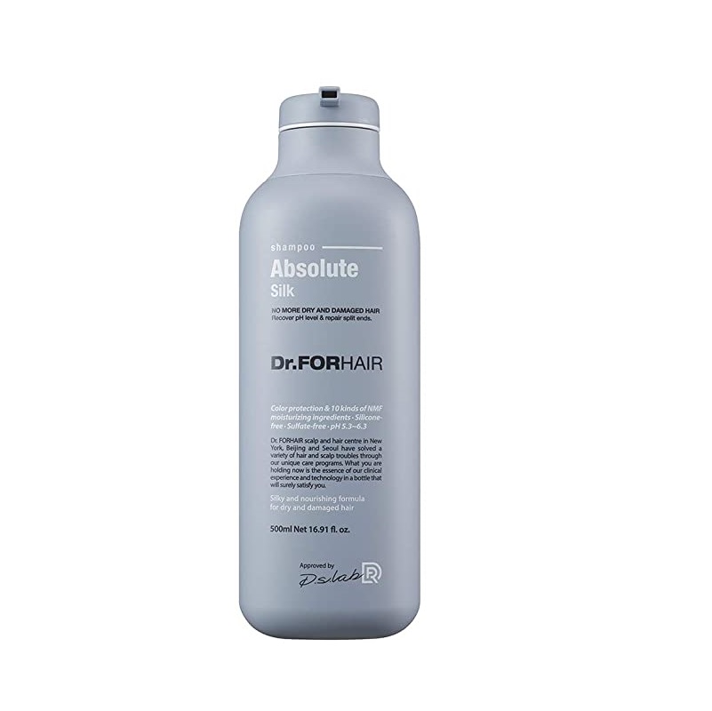Фото dr. forhair absolute silk shampoo, шампунь, восстанавливающий кутикулу и шелковистость волос, 500 мл в магазине корейской косметики Premium Korea