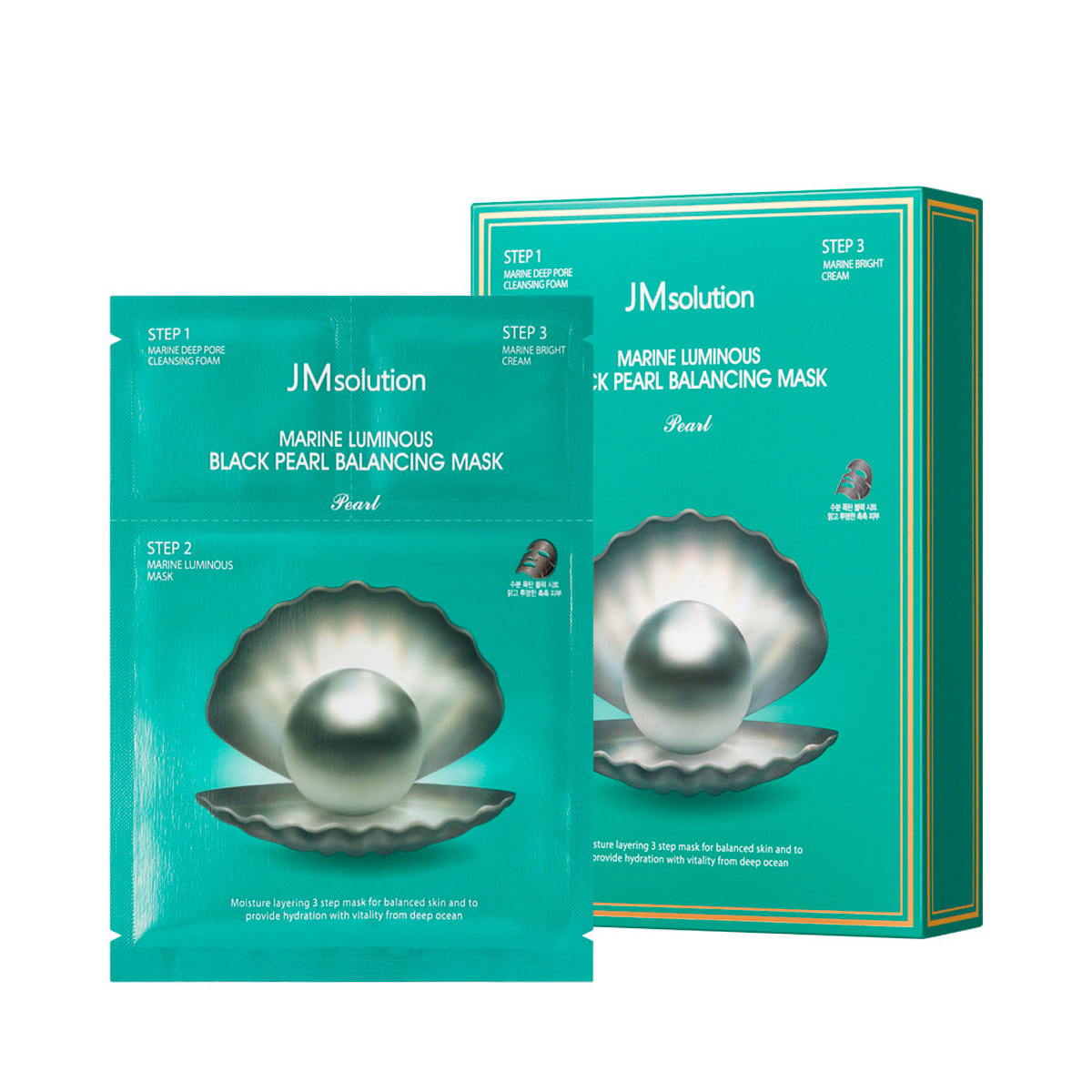 Трёхшаговый набор для сияния кожи JM Solution Marine Luminous Black Pearl Balancing Mask