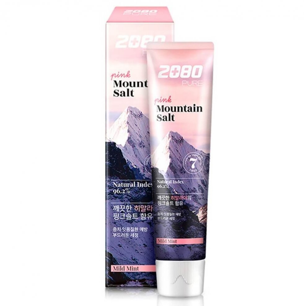 Фото зубная паста с гималайской солью aekyung 2080 pink mountain salt toothpaste (розовая)(120 гр) в магазине корейской косметики Premium Korea