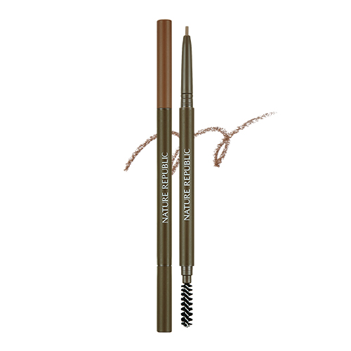 Фото карандаш для бровей коричневый nature republic micro slim brow pencil (soft brown) в магазине корейской косметики Premium Korea